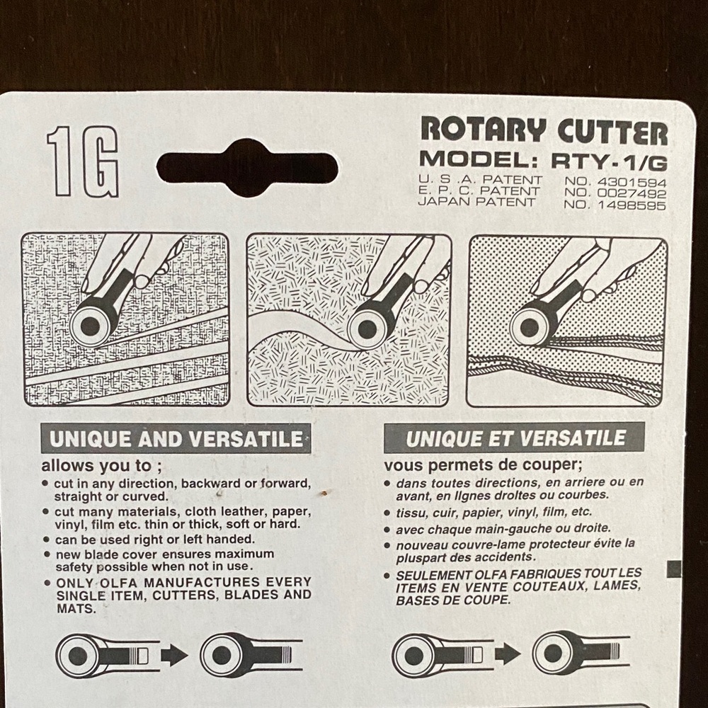 Olfa Rotary Fabric Cutter - Model RTY-1/G - Picture 4 of 6